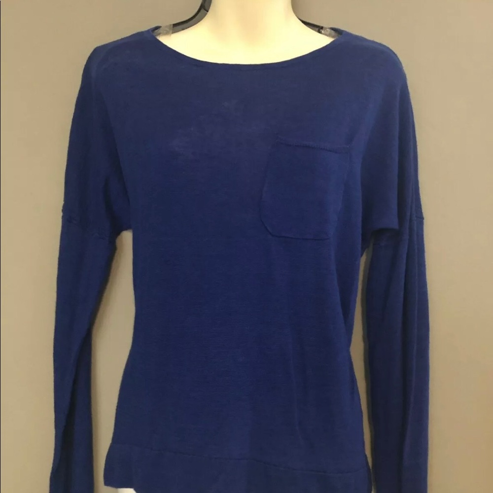 J Crew Women's Blue Crew Sweater Pocket Size M/L